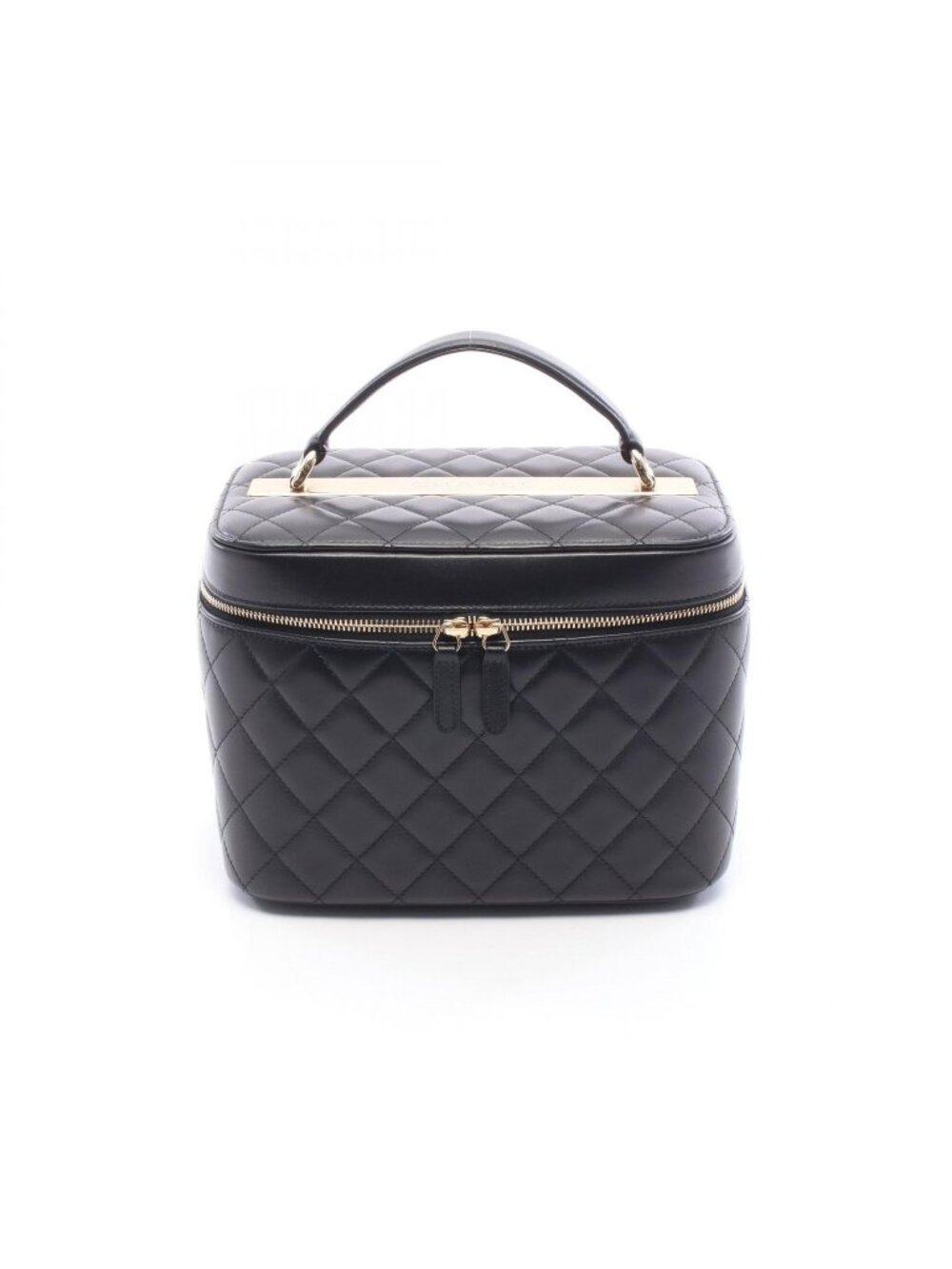 Chanel Handbag Quilted Black Lambskin Vanity Bag